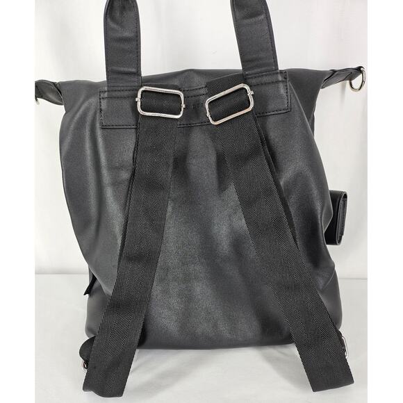 RAE DUNN WOMEN'S BLACK LEATHER BACKPACK W/ EARBUD CASE - STYLISH & FUNCTIONAL - Picture 5 of 16